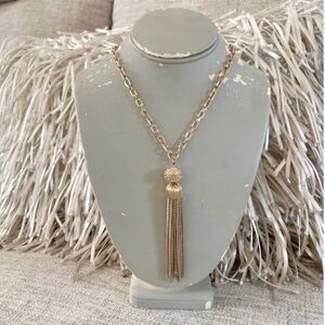 🪞NWT zara chain link tassel pave long necklace in gold crystal